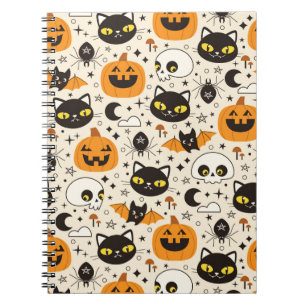 Cute Retro Halloween Pattern Notebook