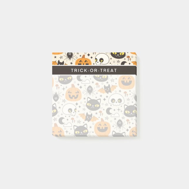 Cute Retro Halloween Pattern Post-it Notes (Front)