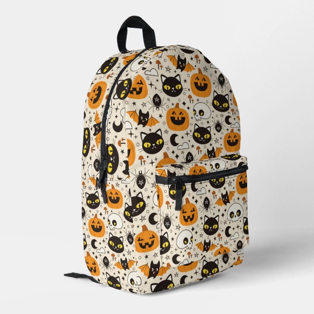 Cute Retro Halloween Pattern Printed Backpack (Back Corner Left)