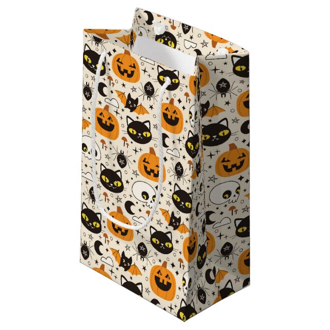 Cute Retro Halloween Pattern Small Gift Bag (Front Angled)