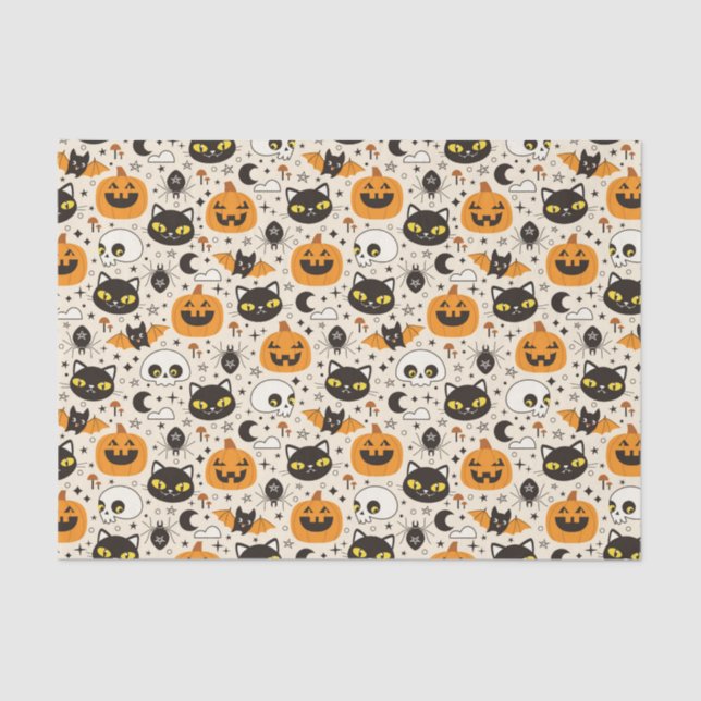 Cute Retro Halloween Pattern Tissue Paper (Front)