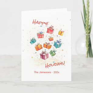 Cute Retro Happy Holidays Folded Card