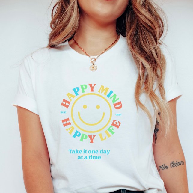 Cute Retro Happy Mind Happy Life T-Shirt (Creator Uploaded)