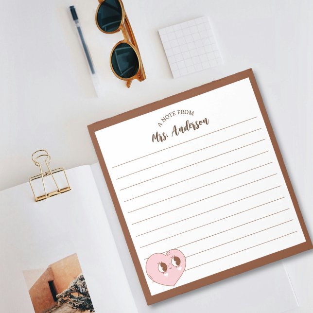 Cute Retro Heart Back To School Brown Notepad (Creator Uploaded)