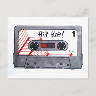 Cute retro hip hop mixtape postcard