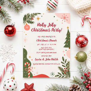 Cute Retro Holiday Christmas Party Invitation