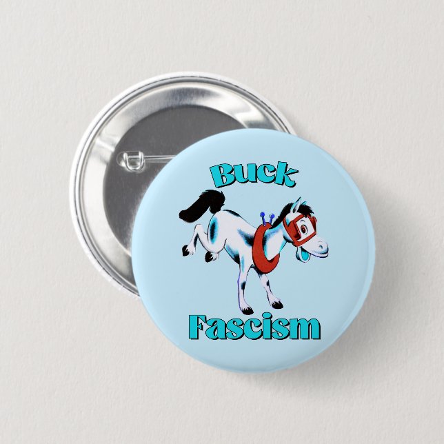 Cute Retro Horse - Buck Fascism 6 Cm Round Badge (Front & Back)