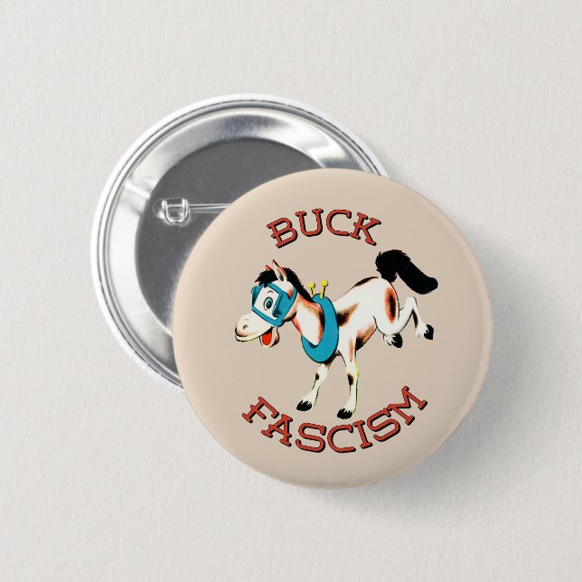 Cute Retro Horse - Buck Fascism 6 Cm Round Badge (Front & Back)