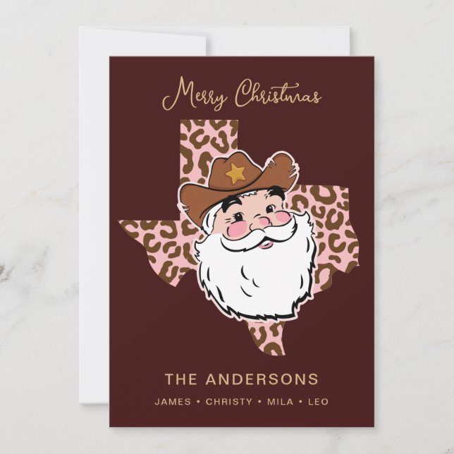 Cute Retro Howdy Santa Cowboy Texas Christmas Invi Invitation (Front)