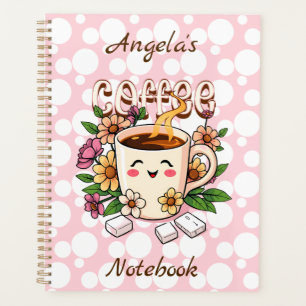 Cute Retro Kawaii Coffee and Flowers Personalized Planner