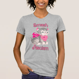 Cute Retro Kitten - Smash Fascism T-Shirt