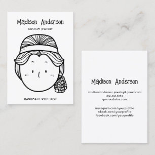 Cute Retro Lady Earring Display Business Card
