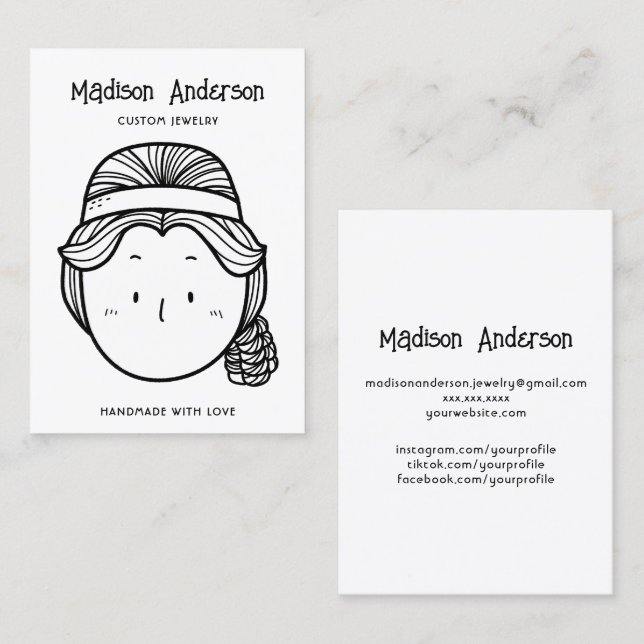 Cute Retro Lady Earring Display Business Card (Front/Back)
