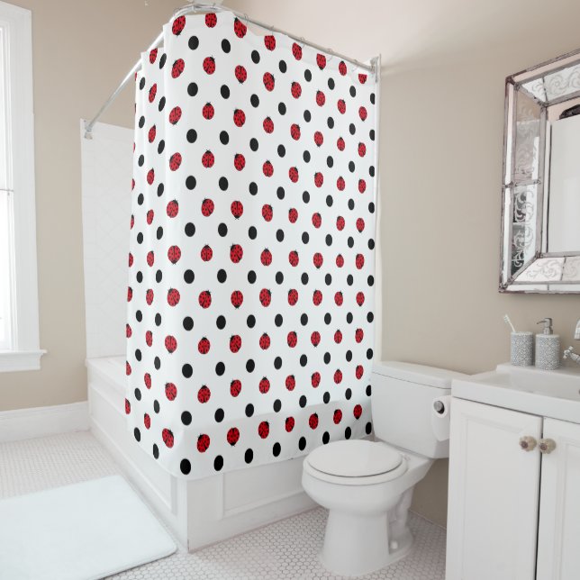 Cute retro ladybug pattern  shower curtain (In Situ)