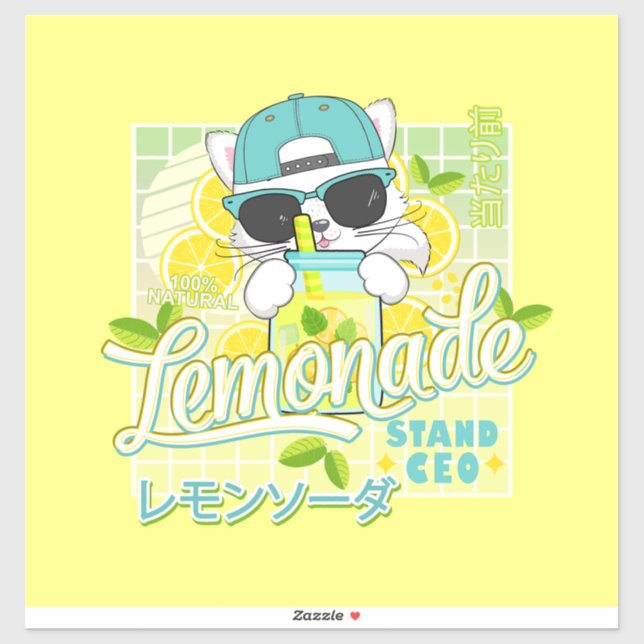 Cute Retro Lemonade Stand CEO Anime Cat (Sheet)