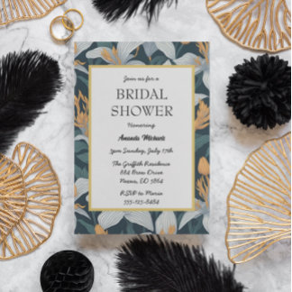 Cute Retro Lilies Floral Bridal Shower Invitation