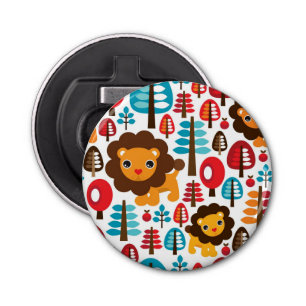 cute retro Lion kids illustration Bottle Opener