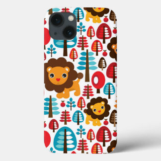 cute retro Lion kids illustration iPhone 13 Case