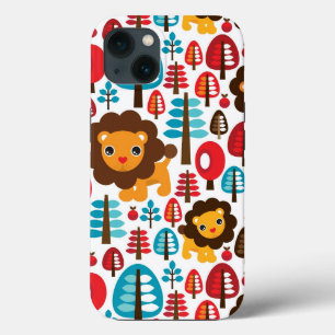 cute retro Lion kids illustration iPhone 13 Case