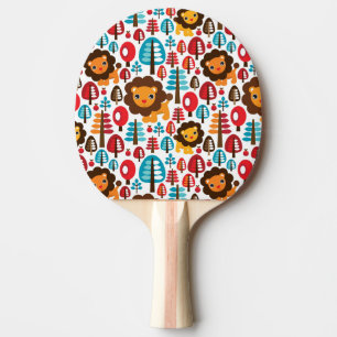 cute retro Lion kids illustration Ping Pong Paddle