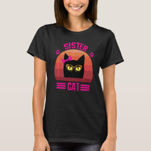 Cute Retro Little Sister Cat With Leopard Glasses T-Shirt