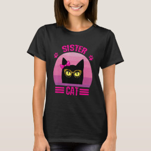 Cute Retro Little Sister Cat With Leopard Glasses T-Shirt
