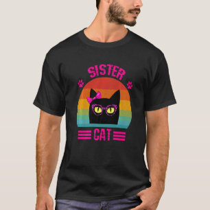Cute Retro Little Sister Cat With Pink Leopard Gla T-Shirt