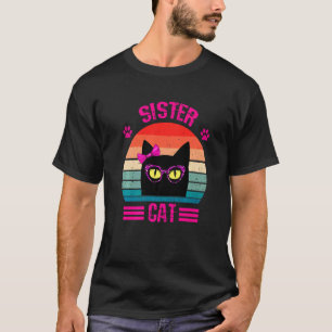 Cute Retro Little Sister Cat With Pink Leopard Gla T-Shirt