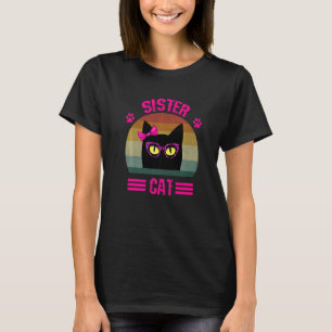 Cute Retro Little Sister Cat With Pink Leopard Gla T-Shirt