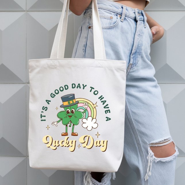 Cute Retro Lucky Clover St. Patrick’s Day Tote Bag (Creator Uploaded)