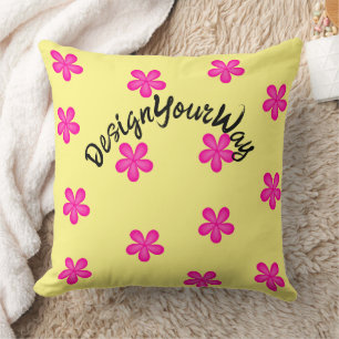cute retro midcentury modern pink floral pattern   cushion