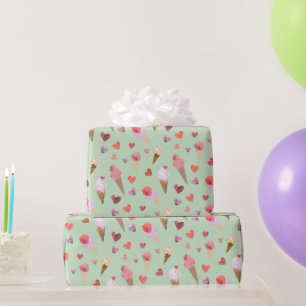 Cute Retro Mint Green Ice Cream Party Original Art Wrapping Paper