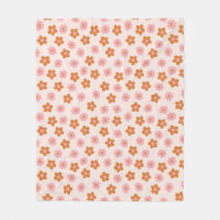 Cute Retro Mod Pop Flowers Pink and Burnt Orange