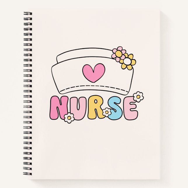 Cute Retro Modern Notebook Journal | nurse life (Front)