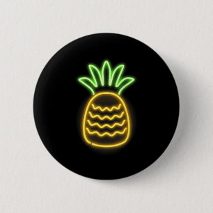 Cute Retro Neon Pineapple For Hawaiian Beaches Shi 6 Cm Round Badge