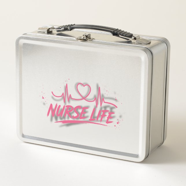 Cute Retro Nurse Life Gradient Metal Lunch Box  (Front)
