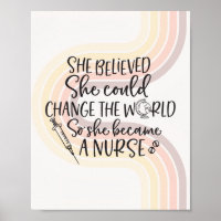Cute Retro Nurse Wall Art Poster