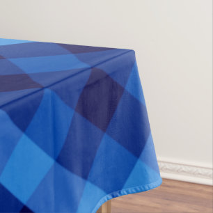 Cute Retro Ocean Blue Plaid Large Tablecloth
