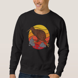 Cute Retro Old School New Zealand Kiwi Bird Runnin Sweatshirt