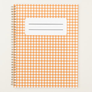 Cute Retro Orange Gingham Plaid pattern Planner