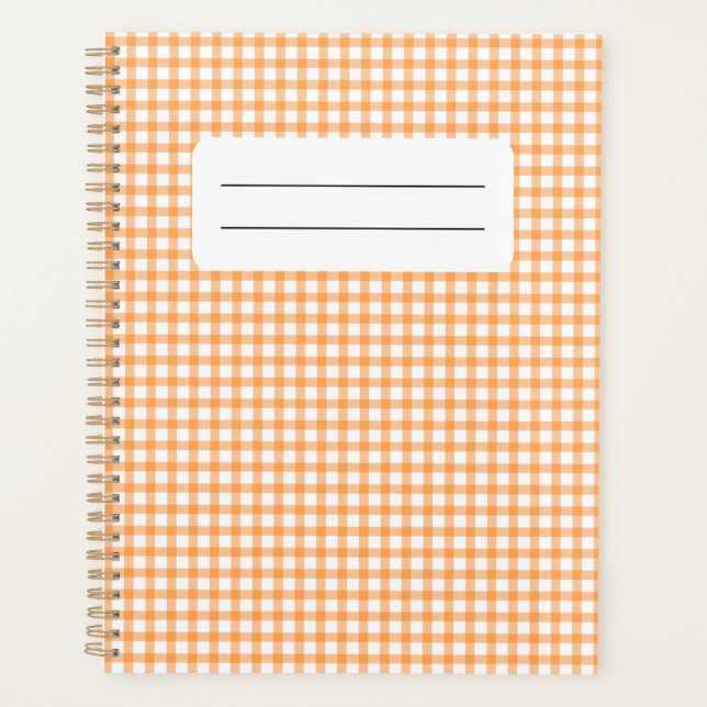 Cute Retro Orange Gingham Plaid pattern Planner (Front)