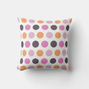 Cute Retro Orange Purple Pink Polka Dot Pattern Cushion