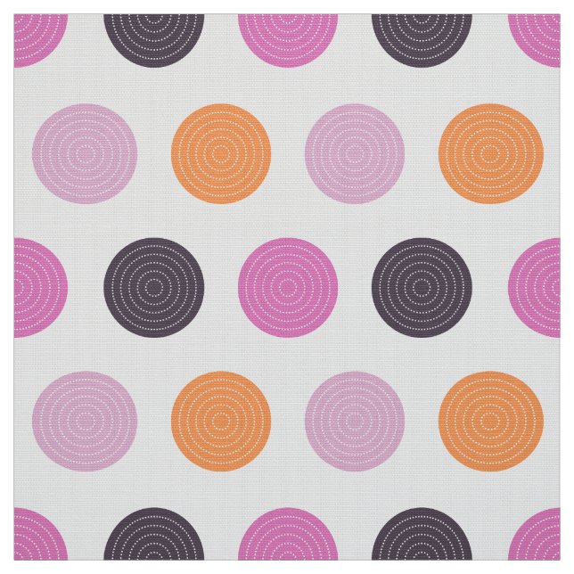Cute Retro Orange Purple Pink Polka Dot Pattern Fabric (Swatch)