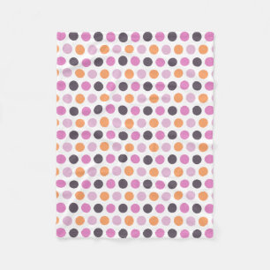 Cute Retro Orange Purple Pink Polka Dot Pattern Fleece Blanket