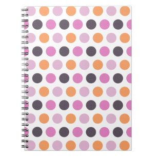 Cute Retro Orange Purple Pink Polka Dot Pattern Spiral Notebook