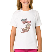 Cute Retro Otter Chill Girls T-Shirt