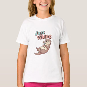 Cute Retro Otter Chill Girls T-Shirt