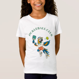 Cute Retro Parrot Kids Custom Pickleball Club T-Shirt