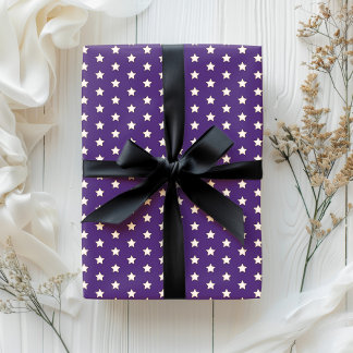 Cute Retro Pastel Star Dark Purple Wrapping Paper