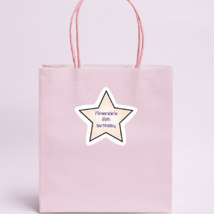 Cute Retro Pastel Star Kids Birthday  Sticker